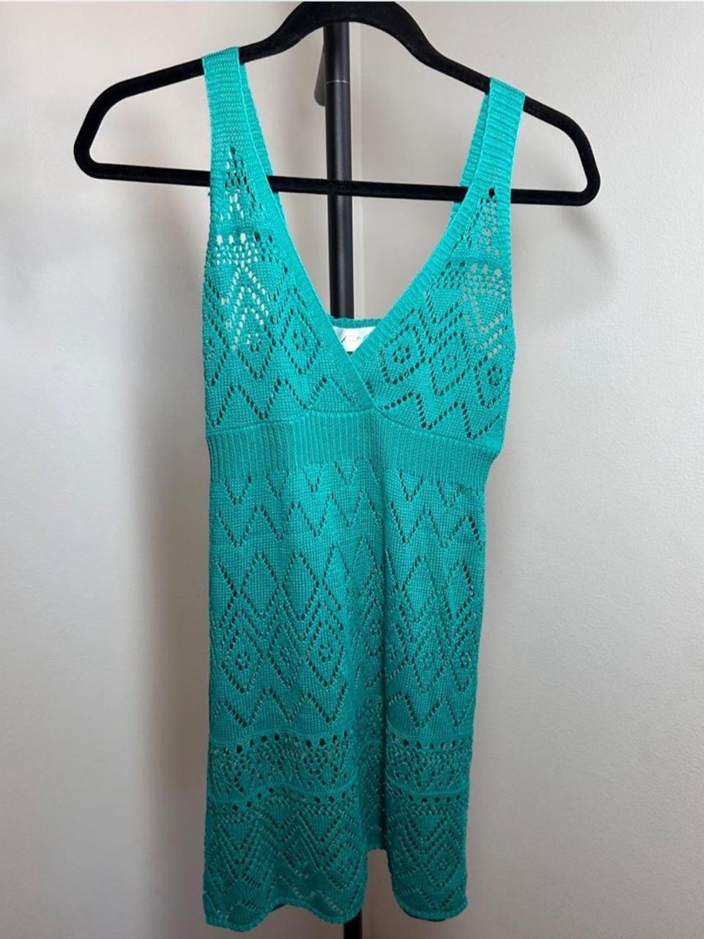 Teal Knit V-Neck Swim Coverup